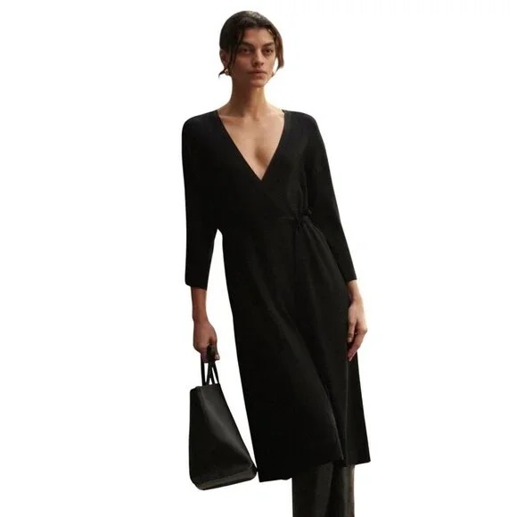Everlane Ribbed Wrapped Midi Dress - Picture 2 of 4